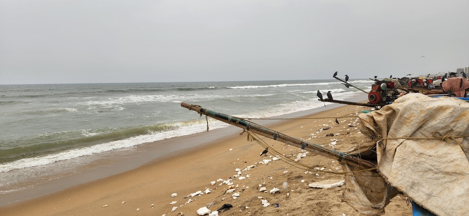 Marina Beach lighthouse with morning crowd, Chennai